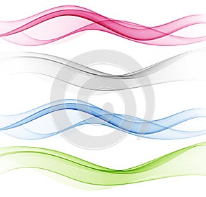 Abstract motion smooth color wave vector. Set of curve colorful lines