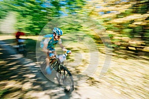 Abstract motions blur background - mountain Bike cyclist riding