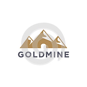Abstract mountain cave goldmine logo icon vector template photo