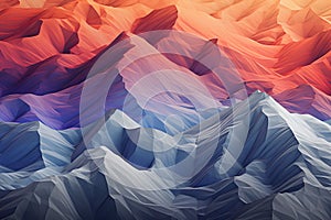 Abstract mountain color digital graphics in gradient tones of warm and cold shades
