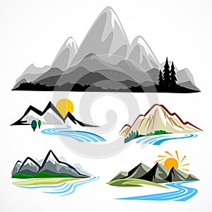 Abstract mountain and hills symbol set