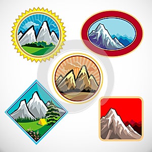 Abstract mountain and hills symbol set