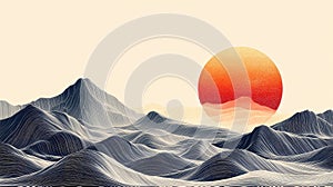 Abstract Mountain Landscape with Organic Lines - Ideal for Wallpaper Background Design and Artistic Decor