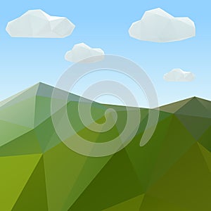 Abstract mountain landscape in polygonal origami style