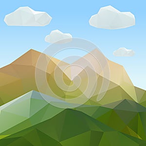 Abstract mountain landscape in polygonal origami style