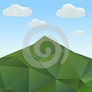 Abstract mountain landscape in polygonal origami style