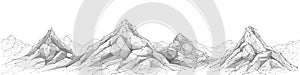 Abstract mountain landscape. Polygonal sketch. Outline background.