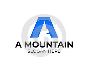 Abstract mountain peak logo icon vector template on black background