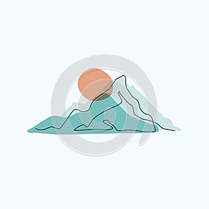 Abstract mountain range landscape, flat scenery background