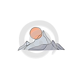 Abstract mountain range landscape, flat scenery background. Grey mountains panoramic view drawing