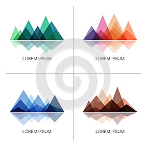 Abstract mountains in geometric style. Set of stylish outdoor logo templates.