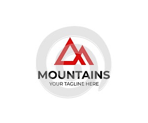 Abstract mountains logo template. Triangle mountain peak vector design