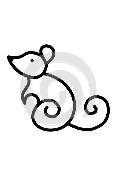 Abstract mouse line art icon simple and modern