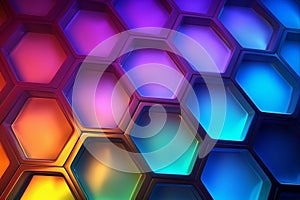 abstract multi-colored background in the form of a honeycomb with backlight