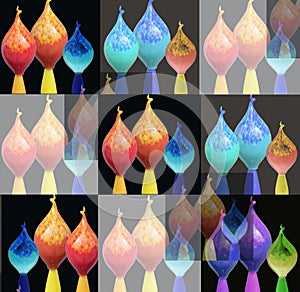 Abstract multi-colored glass candles