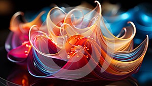 Abstract multi colored pattern, fractal curve design illustration generated by AI