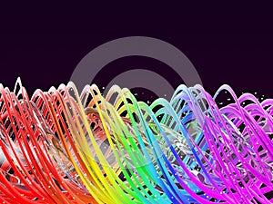 Abstract Multi colored rainbow spring background. Rainbow twisted waves. 3D illustration