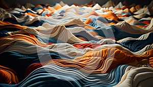 Abstract multi colored silk pattern, vibrant wave design, modern textile industry generated by AI