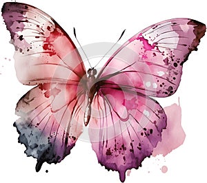 Abstract multi-colored watercolor butterfly