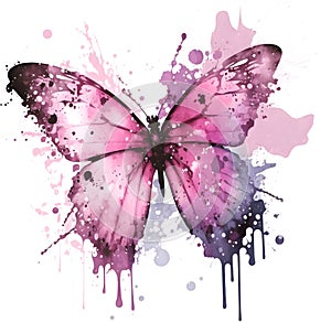 Abstract multi-colored watercolor butterfly