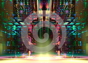 Abstract multicolor background - portal from glass blocks - 3d illustration