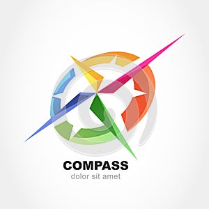 Abstract multicolor compass symbol. Vector logo design template.