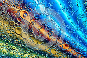 Abstract multicolor water oil soap bubbles