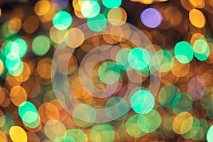 Abstract Multicolor Yellow Green Blue Defocused Bokeh Lights Background