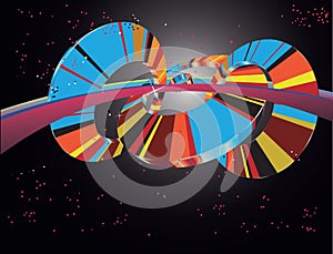 Abstract Multicolored 3D Wheel in Space