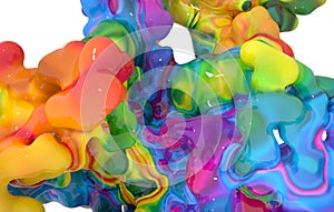 Abstract multicolored blob close up view isolated on white