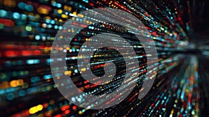 Abstract Multicolored Light Streaks Moving Fast in Digital Data Flow