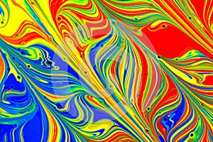 Abstract multicolored liquid paint swirls background