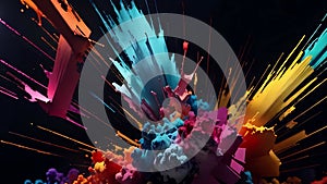 Abstract Multicolored Paint Explosion AI Background 4K