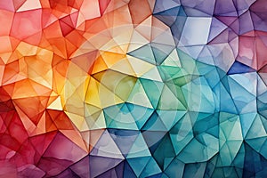 Abstract multicolored polygonal background. Triangular design. Generative AI Generative AI