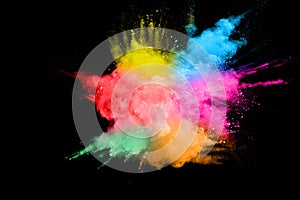 Abstract multicolored powder explosion