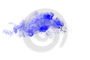 Abstract multicolored powder splatted on white background