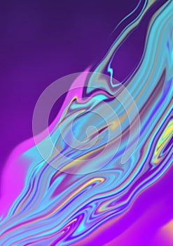 Abstract Multicolored Psychedelic Curves in Blurry Purple Background