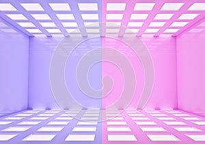 Abstract multicolored room interior background. 3d rendering