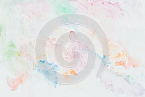 Abstract multicolored watercolor hand drawn image for splash delicate, elegant background, colorful shades on white