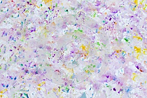 Abstract multicolored watercolor hand drawn pattern, lilac colorful shades on white. Spring background