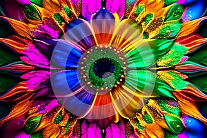 Abstract multicoloured flower background. Generative AI