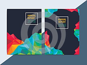 Abstract multipurpose corporate annual report on low poly layout