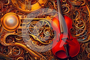 Abstract music background with a beutiful violin.AI generated