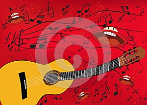 Abstract music background with a guitar