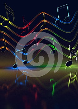 Abstract music background, musical notes and symbols for Christmas carol