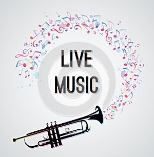 Abstract music background with notes