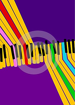 Abstract Music background. rainbow piano keys on ultraviolet background.