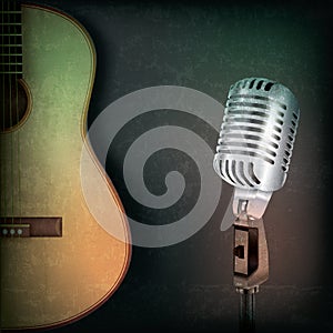 Abstract music background with retro microphone