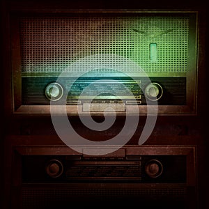 Abstract music background with retro radio