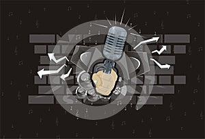 Abstract music background speaker hand microphone